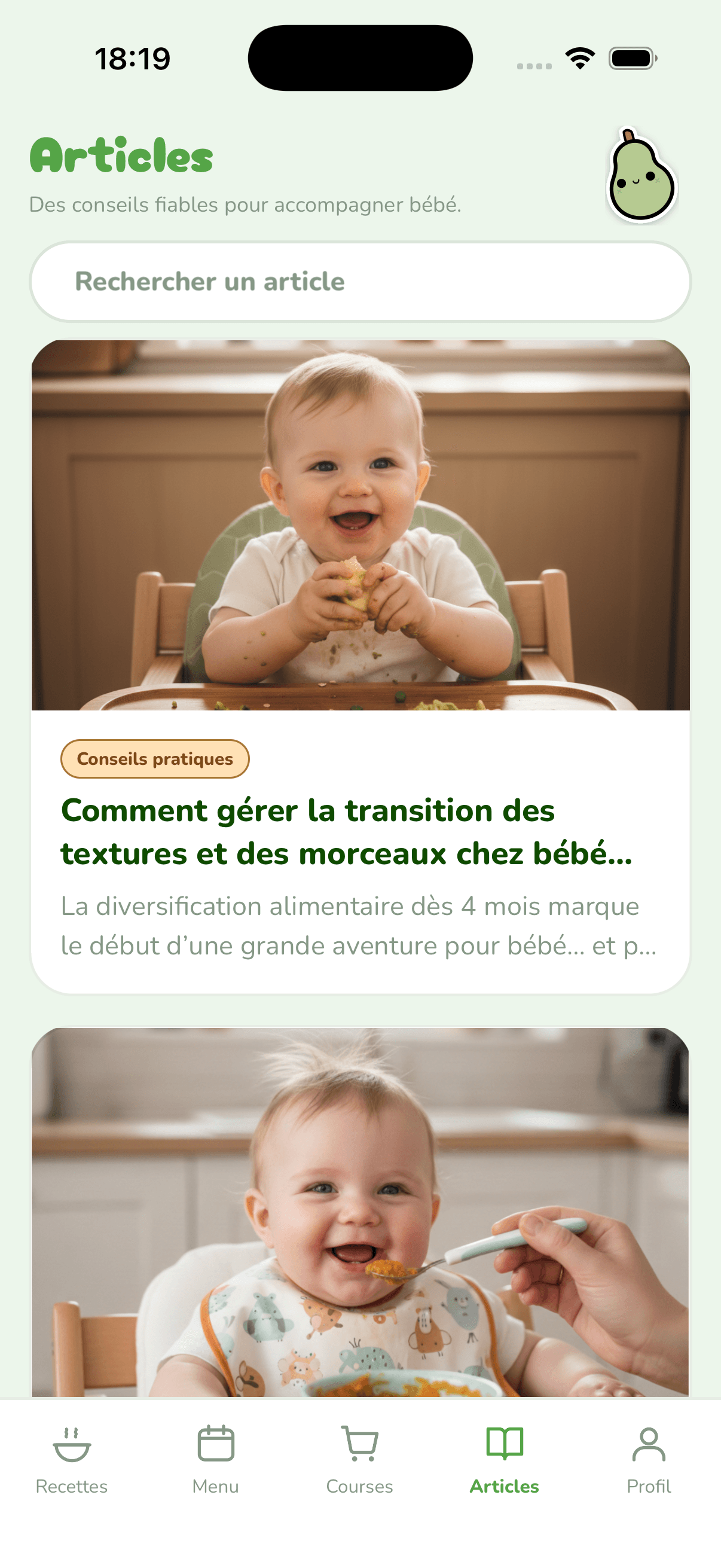 Aperçu de l'application Nutrict