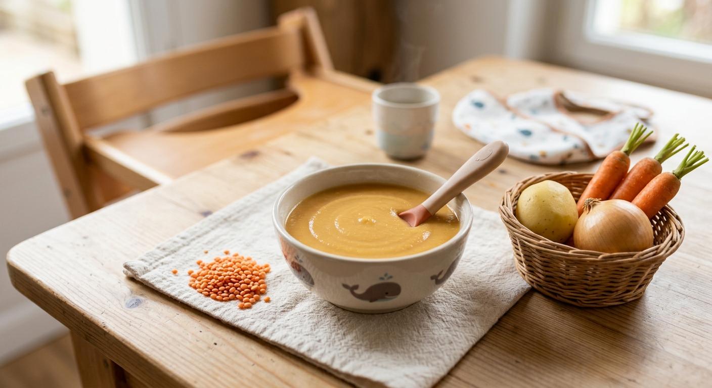 Douceur orangée : velouté de lentilles corail aux légumes