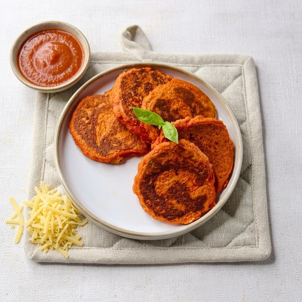 Pancakes de patate douce à la sauce tomate et cheddar