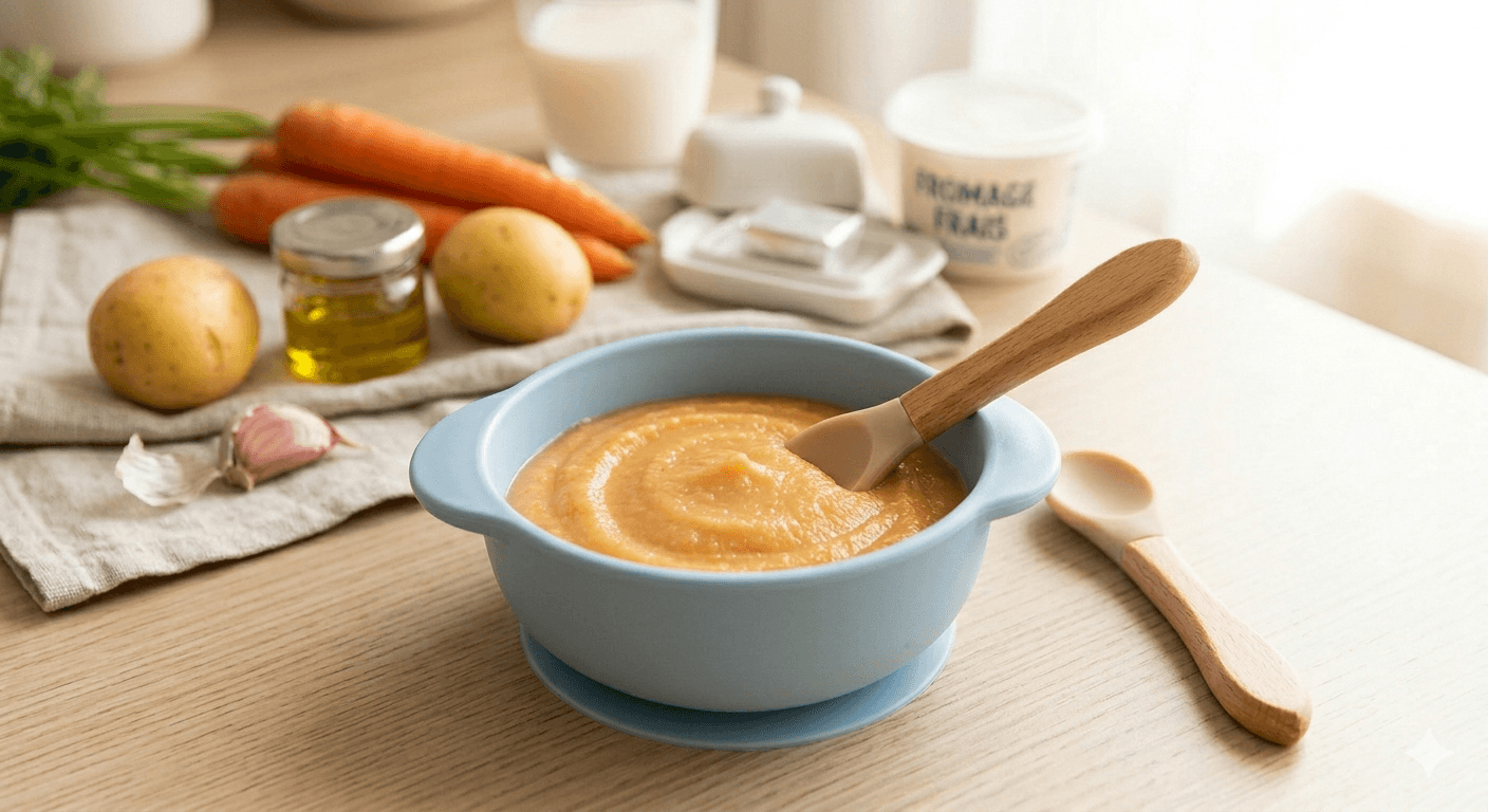Purée de Carotte et Pomme de Terre au Fromage Frais