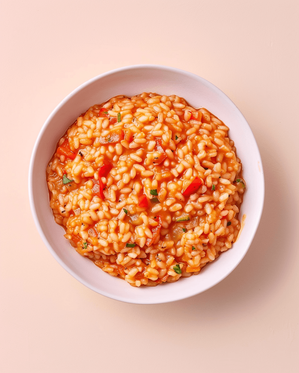 Risotto à la tomate et aux poivrons rouges